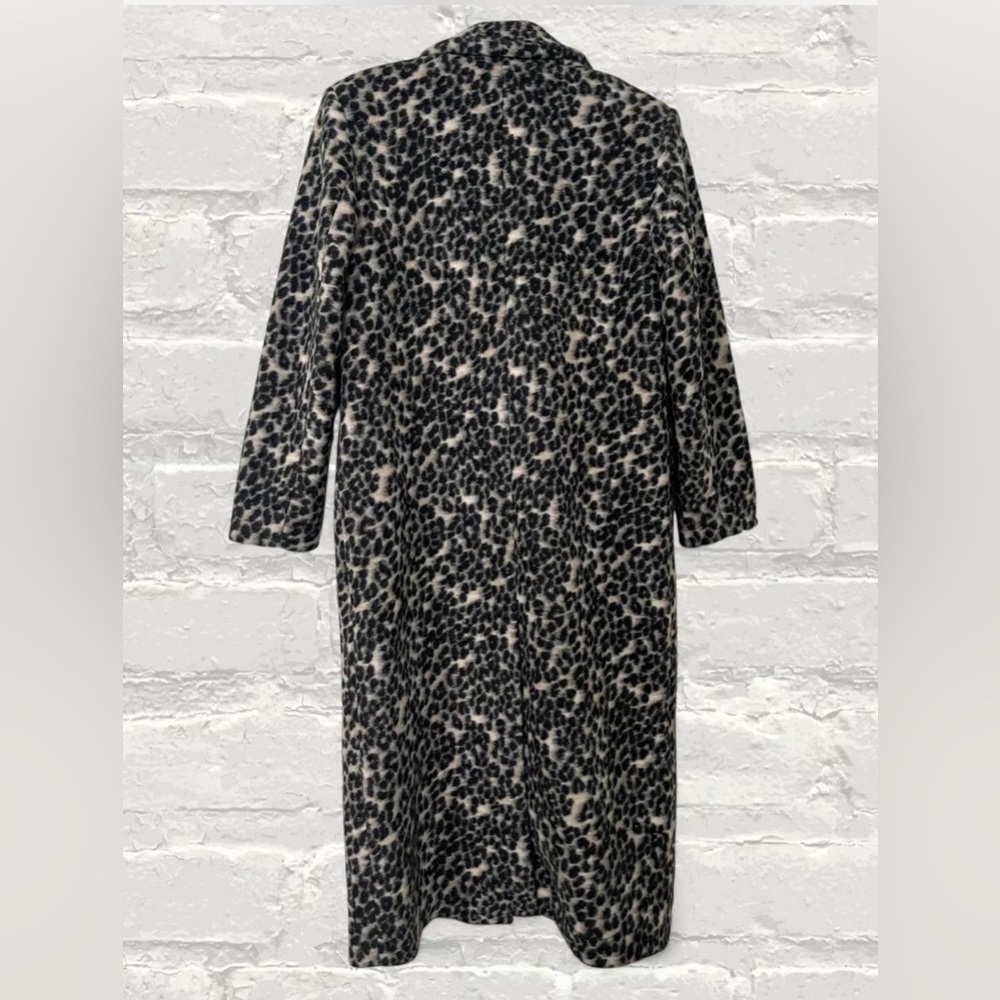 H&M Dark Gray/Leopard Print Single-Breasted Coat - Picture 3 of 3